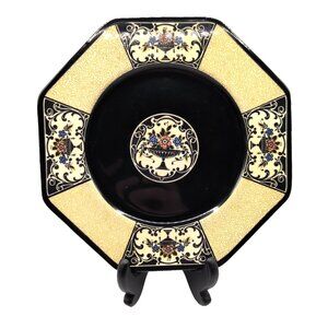 Antique Early 1900s Wedgwood & Co Ltd 8 3/8" Plate Nanette Black/Gold Floral VGC
